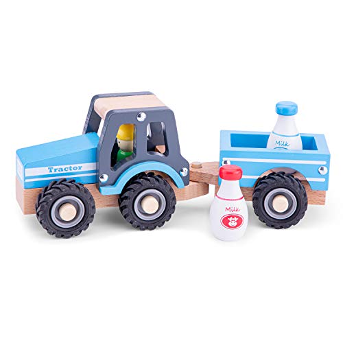 New Classic Toys Tractor With Trailer-Milk Bottles, Multicolore, 11942