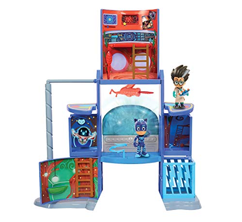 Simba - 109402375 - Set Da Gioco Quartier Generale Pj Masks - Super Pigiamini Con Personaggio Gattoboy E Romeo, Con Luci E Suoni, Pieghevole, Altezza
