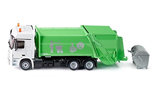 Siku 2938, Camion Della Spazzatura, 1:50, Metallo E Plastica, Verde E Bianco, Parte Posteriore Apribile, Con Bidone Della Spazzatura