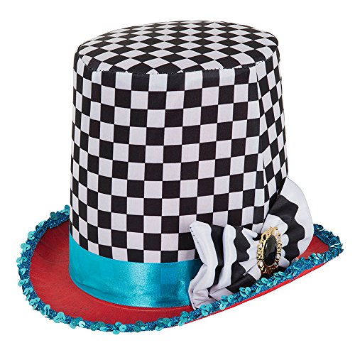 Bristol Novelty, Bh652 - Cappello A Cilindro Del Cappellaio Matto A Quadretti, Multicolore, Taglia Unica