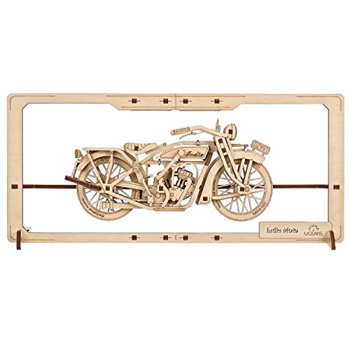 Ugears Indie Moto Puzzle 2.5D - Modellismo Da Costruire Adulti - Modellino Moto In Legno Interattivo - Arte Murale Moto Classica Da Costruire - Fai-Da