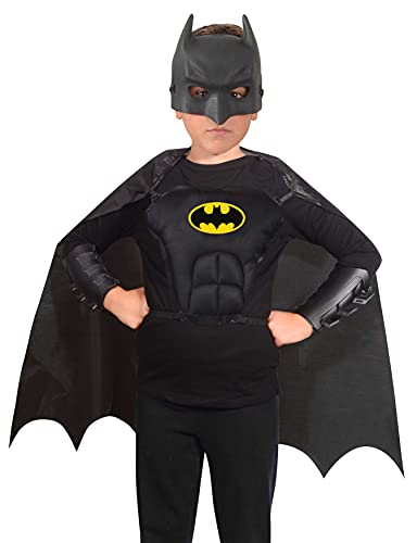 Ciao Kit Travestimento Batman Ufficiale Dc Comics (Taglia Unica Bambino 5-12 Anni): Maschera, Mantello, Corpo, Bracciali, Nero