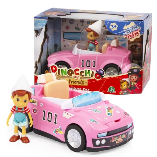 Giochi Preziosi Auto Con Il Personaggio Articolato Di Pinocchio Incluso Nella Confezione E Con Tanti Sticker Per Decorare L'Auto, Per Bambini A Partir