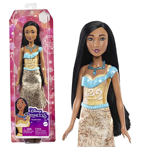 Mattel Disney Princess - Pocahontas Bambola Snodata, Con Capi E Accessori Scintillanti Ispirati Al Film Disney, Giocattolo Per Bambini 3+ Anni, Hlw07