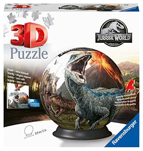 Ravensburger - 3D Puzzle Personaggi Jurassic World, Puzzle Ball, 72 Pezzi, 6+ Anni