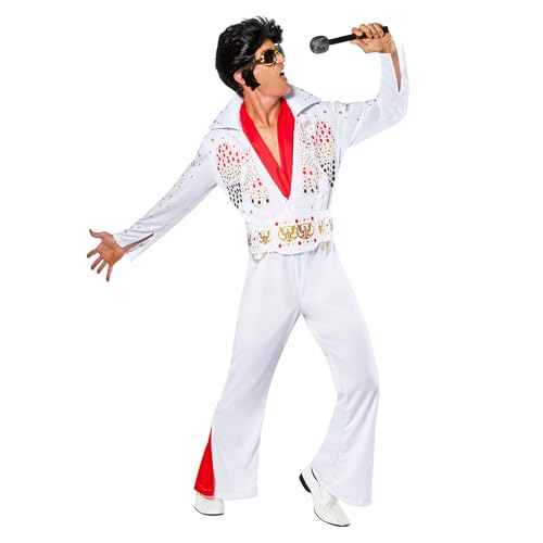 Rubies Costume Elvis Deluxe Per Adulti, Abito Completo, Cintura E Sciarpa, Ufficial Elvis Presley Per Carnevale, Feste, Cosplay, Halloween