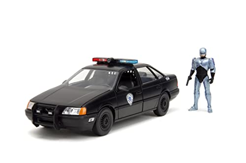 Jada - Robocop 1986 Ford Taurus, 253225060, 8 Anni, In Metallo Pressofuso, In Scala 1:24, Parti Apribili, Sistema A Ruota Libera, Personaggio Incluso