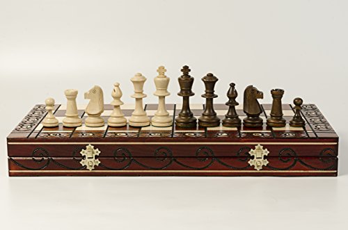 Master Of Chess Scacchiera In Legno Da Torneo “Consul” 48 Cm - Fatto A Mano Grandi Scacchiera Portatile - Set Di Scacchi Pieghevoli Per Bambini E Adul