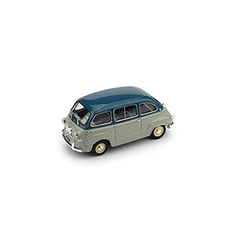 Modellino In Scala Compatibile Con Fiat 600 Multipla 1A Serie 1956 Blu Chiaro-Grigio Medio 1:43 Brumm Bm0250-15