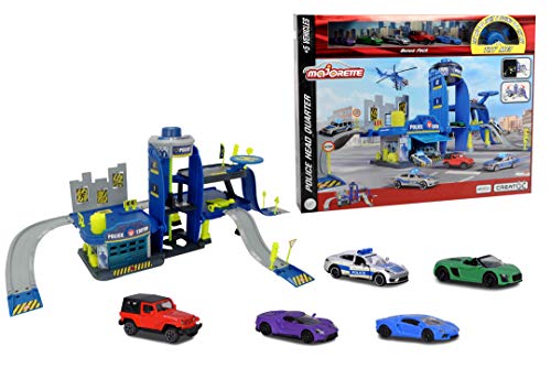 Majorette- Creatix Police Station + 5 Auto, 3 Anni, Multicolore, 212050030