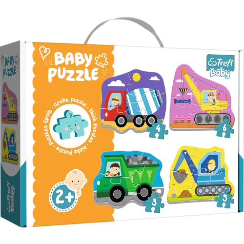 Trefl- Puzzle Veicoli In Cantiere Da 3 A 6 Pezzi, 4 Set, Per Bambini Da 2 Anni, Colore