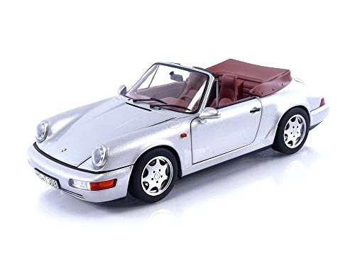 Modellino In Scala Compatibile Con Porsche 911 Carrera 2 Cabriolet 1990 Silver 1:18 Norev Nv187330