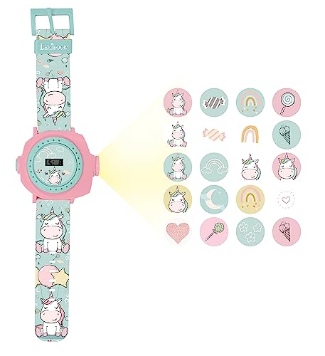 Lexibook Schermo Digitale Per Orologio A Proiezione Regolabile-20 Immagini Unicorno-Per Bambini, Colore Blu/Rosa, Small, Dmw050Uni
