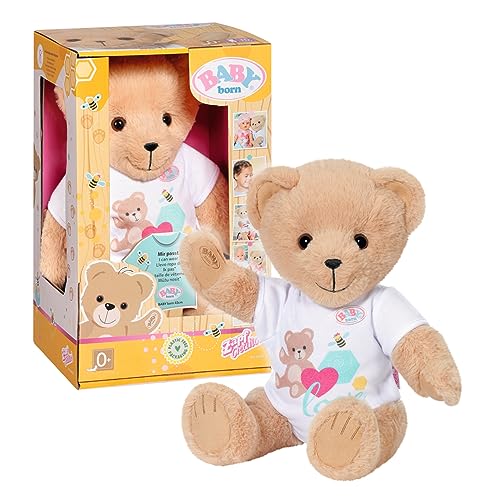 Baby Born- Zapf Creation 834435 Bär Weißem Strampler-Teddybär Kuscheltier, Bewegliche Arme Beine, Drehbarer Kopf, Waschbar Per Handwäsche, Mit Freunds