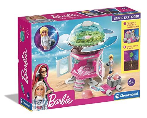 Clementoni Space Explorer-Playset Barbie Stazione Spaziale, Bambina 6 Anni, Gioco Scientifico Botanica-Made In Italy, Multicolore, 19302