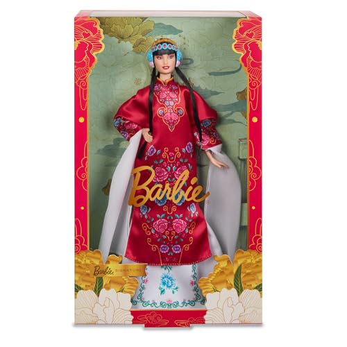 Barbie Signature - Capodanno Lunare Cinese 2024, Bambola Da Collezione Con Veste Rossa Floreale E Accessori Tradizionali Ispirati All'Opera Di Pechino