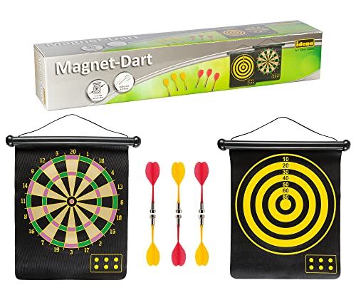 Idena 40462 - Gioco Delle Freccette Con 2 Tavole E 6 Freccette Magnetiche, Può Essere Giocato Su 2 Lati, Per Interni Ed Esterni