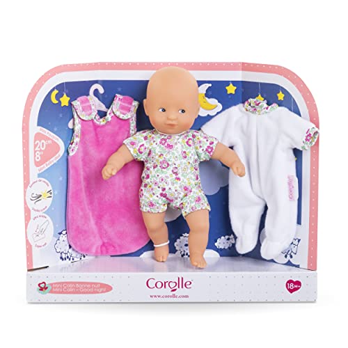 Corolle 9000120260 Mini Calin Good Night Set Bambola A Forma Di Corpo Morbido Con Pigiama E Sacco A Pelo, Profumo Di Vaniglia, 20 Cm, A Partire Dai 18