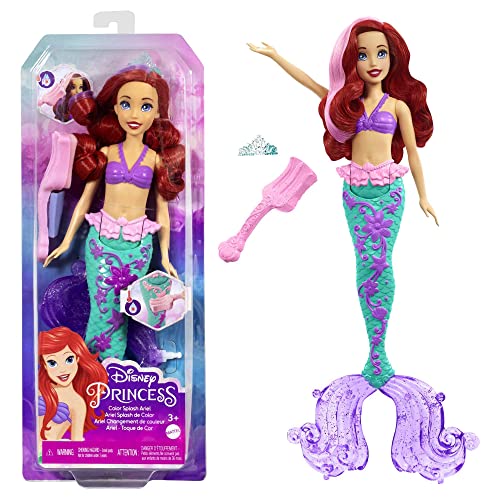 Disney Princess - Ariel Cambia Colore, Bambola Sirenetta Con Capelli E Coda Cambia Colore, Giocattolo Acquatico Ispirato Al Film Disney, Giocattolo Pe