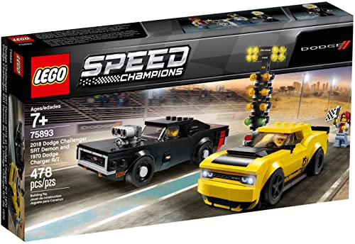 Lego Speed Champions 2018 Dodge Challenger Srt Demon E 1970 Dodge Charger R/T, Set Di Costruzioni Di Macchine Da Corsa, Veicoli Giocattolo Per Ragazzi