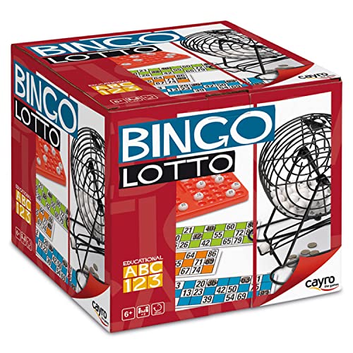 Cayro - Bingo - + 6 Anni - Modello Lotto - Divertente Gioco Da Tavolo - Per Bambini E Adulti - Tamburo Metallico - Include 48 Carte - Da 2 A 8 Giocato