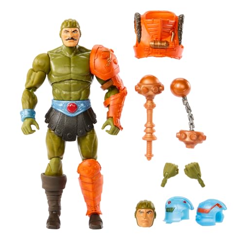 Masters Of The Universe - Man-At-Arms New Eternia, Action Figure Deluxe Da Collezione Con 30 Punti D'Articolazione, Testa, Mani E Mazza Intercambiabil