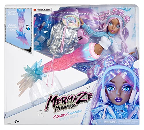 Mermaze Mermaidz Winter Waves - Harmonique - Include Bambola Alla Moda Sirena, Pinna Che Cambia Colore, Coda Glitterata E Accessori - Età: 4+ Anni