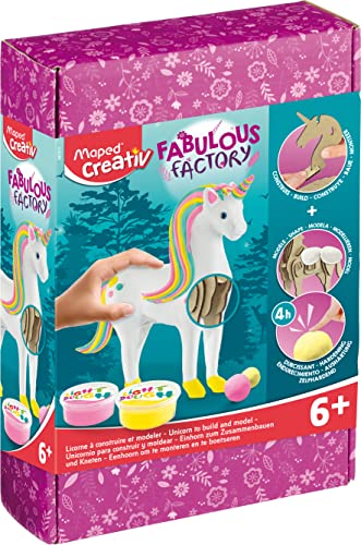 Maped Creativ - Fabulous Factory Unicorno - Scheletro In Legno Da Assemblare, Statuetta Unicorno Da Modellare Con Pasta Indurente, Tempo Libero Creati