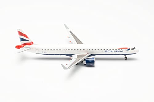 Herpa Modello Di Aereo Airbus A321Neo - British Airways, G-Neoy, Scala 1:200 - Modello Di Aereo, Pezzo Da Collezione, Miniatura, Statuetta Con Support
