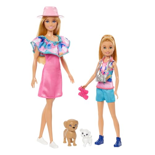 Barbie - Set Da 2 Bambole Stacie, Con Abiti Estivi E Due Cuccioli, Tanti Accessori Inclusi, Dal Film Stacie To The Rescue, Giocattolo Per Bambini, 3+