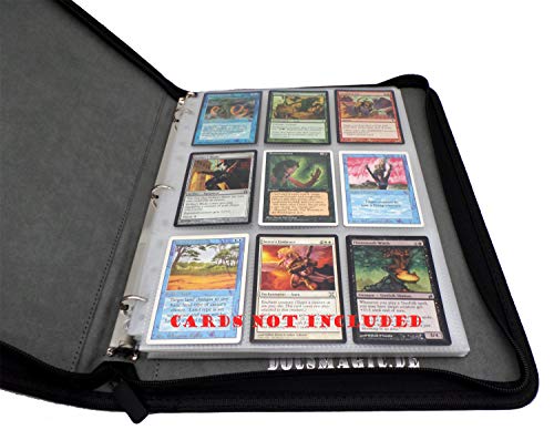 Docsmagic.De 3-Ring Premium Zip-Album Black + 50 9-Pocket Premium Pages - Raccoglitore Per Carte Da Gioco Collezionabili + Pagine - Nero - Pkm - Ygo -
