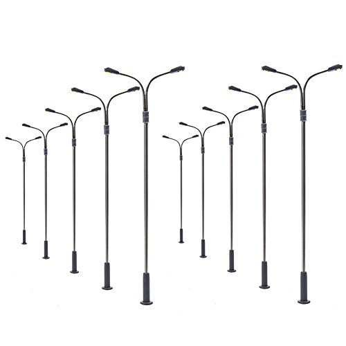 Evemodel Lqs13 10Pcs Model Railway Train Lamp Post Street Warm White Lights Ho Oo Tt Scale Leds New