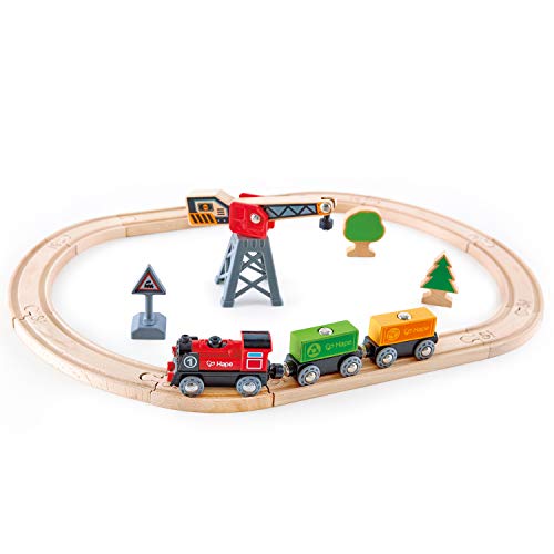 Hape E3731 Cargo Delivery Railway Loop - Wooden Train Set