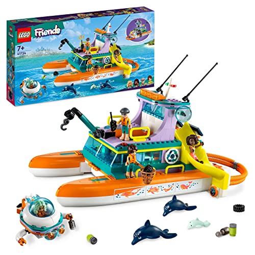Lego Friends Catamarano Di Salvataggio, Barca Giocattolo Con Figure Di Animali E Sottomarino, Regalo Per Bambine, Bambini, Ragazze E Ragazzi Dai 7 Ann