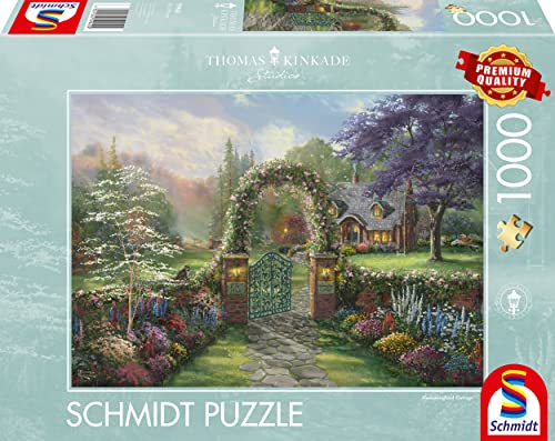 Schmidt Spiele 59940 Thomas Kinkade Hummingbird Cottage 1000 Piece Jigsaw Puzzle, Multicolore
