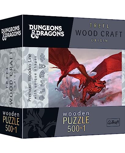 Trefl Dungeons & Dragons, Antico Drago Rosso-500+1 Elementi, Artigianato In Legno, Forme Irregolari, 50 Figure, Puzzle Moderno, Per Adulti E Bambini D