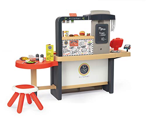 Smoby - Chef Corner Restaurant, 7600312303, 3 Anni, 70 Accessori Inclusi, Tre Aree Gioco: Per Cucinare, Per Servire E Cassa