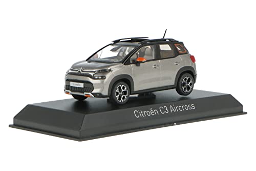 Norev- Citroen C3 Aircross 2021-Platinium Grey & Black Roof & Orange Deco Auto In Miniatura Da Collezione, Colore Platinium Grey/Black Roof, 155336