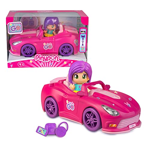 Pinypon – Let’Go! Macchina Pinypon Rosa, Con Baule Per Riporre I 3 Piccoli Accessori, E Un Personaggio Pinypon, Per Bambini E Bambine Dai 4 Anni, Famo