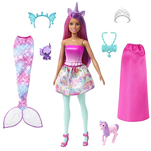 Barbie Dreamtopia - Chelsea Set Dreamtopia 2023, Indossa Una Gonna Con Tante Stelline Abbinata A Cerchietto E Coda Da Unicorno, Con 3 Diverse Aree Gio