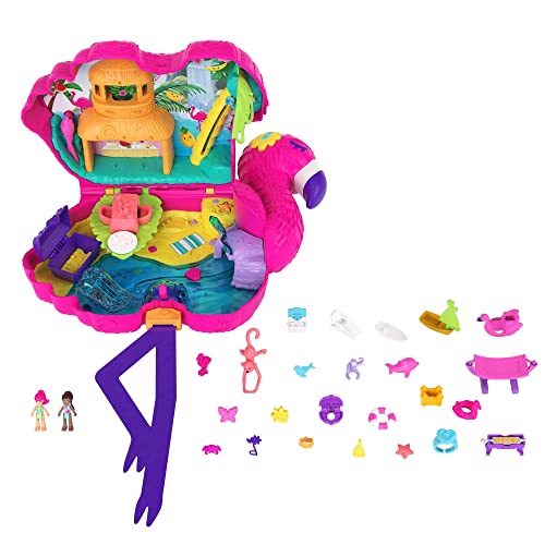Polly Pocket Cofanetto Grande Flamingo Party, Playset Con Micro Margot, Micro Bambole, Plug And Play, 26 Accessori, Regalo Per Bambini Da 4+ Anni, Hgc