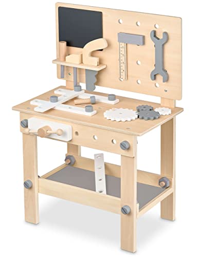 Workbench Bambini In Legno, Laboratorio Con Attrezzi Per Bambini, Sega, Angolo, Cacciavite, Ruote Dentate, Morsa, Tavola, Accessori, Giocattoli In Leg