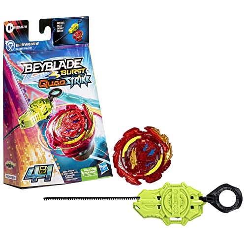 Beyblade Burst Quadstrike, Starter Pack Con Trottola Stellar Hyperion H8, Trottola Da Combattimento, Set Giocattolo Con Lanciatore