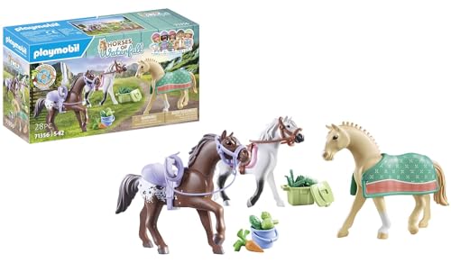 Playmobil Horses Of Waterfall 71356 Set 3 Cavalli Con Selle, Emozionanti Avventure A Cavallo Con Un Morgan, Un Quarter Horse E Uno Shagya Arabian, Gio