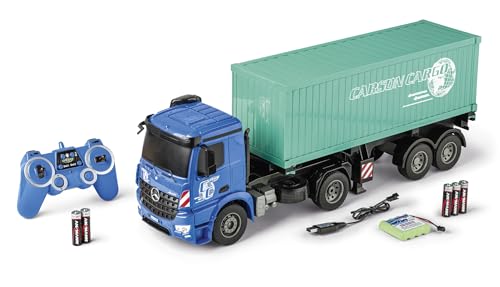 Carson 500907671 1:20 Mb Arocs Con Container 100% Rtr - Veicolo Telecomandato, Camion Con Funzione Di Luce E Suono, Batterie E Telecomando Inclusi, 30
