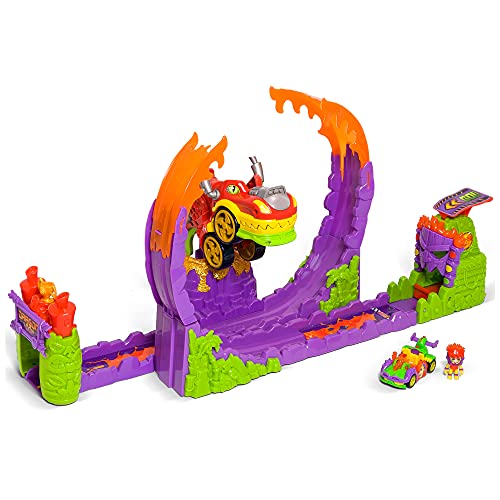 T-Racers Dragon Loop - Giro Della Morte Con Dragone, Pilota E Auto Esclusivi, Pista Per Auto Giocattolo.