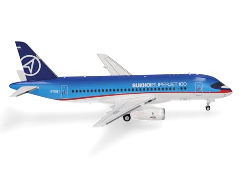 Herpa Modello Di Aereo Sukhoi Civil Aircraft Superjet 100 – 97001 In Scala 1:200 - Modello Di Aereo, Pezzo Da Collezione, Miniatura Deco, Statuetta Co