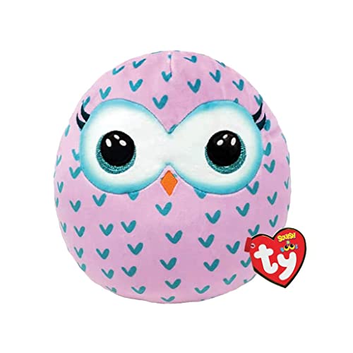 Ty Squishy Beanies - Winks La Civetta A Cuoricini, Morbido Cuscino Di Peluche Con Occhioni Azzurri Glitter, Idea Regalo Per Grandi E Piccini, Tutti Da