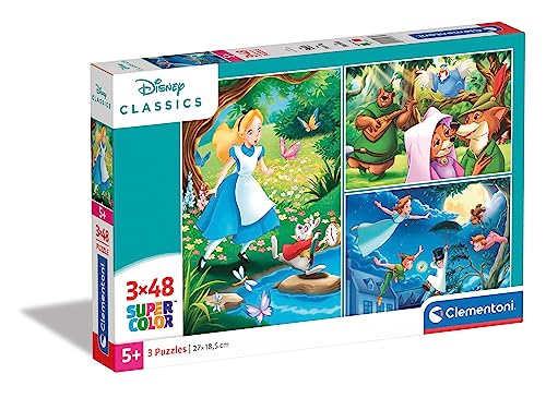 Clementoni Supercolor Disney Classic-3X48 (3 48 Pezzi) -Made In Italy, Puzzle Bambini 4 Anni+, Multicolore, 25267