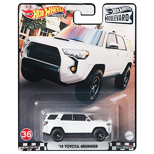 Mattel Grm08 Hot Wheels Premium Real Riders Boulevard Custom `18 Toyota 4Runner N. 36 Auto Da Corsa, Modellino Di Veicolo Per Bambini E Collezionisti